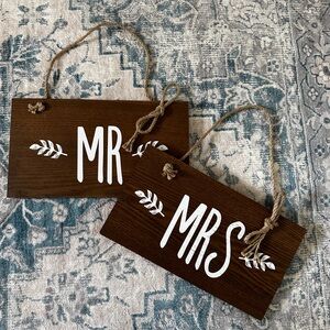 Rustic Wood Wedding Mr Mrs Chair Signs